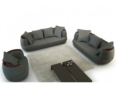 Sofaset met USB Luxe Designer Bank Bekleding 3+2+1 Leren Bank Grijs Nieuw