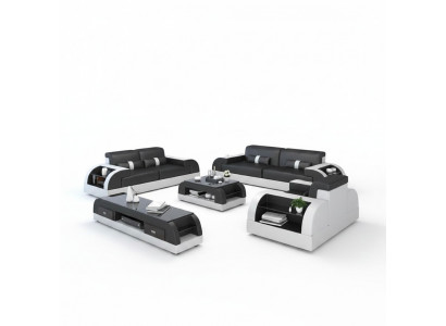 Bankstel met USB-bankbekleding leren bank 3+2+1 klassieke bankstelstoelen NIEUW