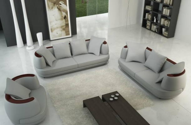 Sofaset + USB Luxe Designer Bank Bekleding 3+2+1 Lederen Bank Zit Beige NIEUW