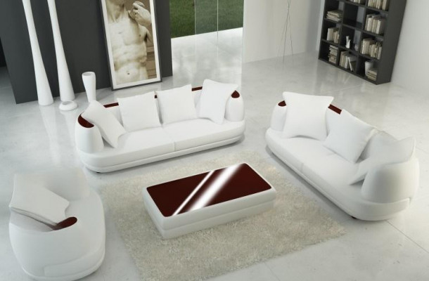 Sofaset + USB Luxe Designer Bank Bekleding 3+2+1 Lederen Bank Zit Beige NIEUW
