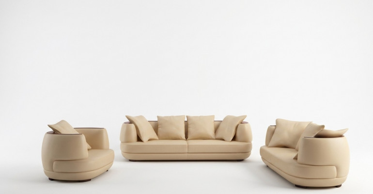 Sofaset + USB Luxe Designer Bank Bekleding 3+2+1 Lederen Bank Zit Beige NIEUW