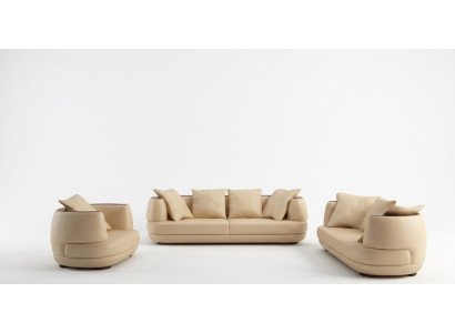 Sofaset + USB Luxe Designer Bank Bekleding 3+2+1 Lederen Bank Zit Beige NIEUW