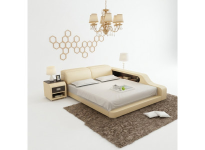 Waterbed Hotel tweepersoonsbed Compleet lederen waterbed met USB-boxspring