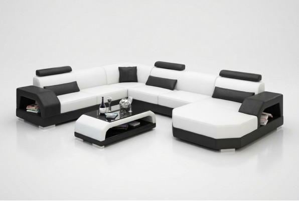 Leren bank Bank woonlandschap Hoekbank Hoekbank Set Ontwerp Moderne Bank met USB