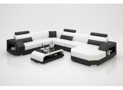 Leren bank Bank woonlandschap Hoekbank Hoekbank Set Ontwerp Moderne Bank met USB