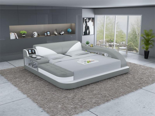 Multifunctioneel bed Luxe design Leren bed Dubbele plank 180x200