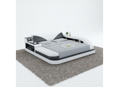 Multifunctioneel bed Luxe design Leren bed Dubbele plank 180x200