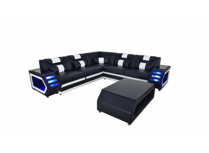 Volledige set hoekbank hoekbank bank gestoffeerde hoekbank + tafel + USB