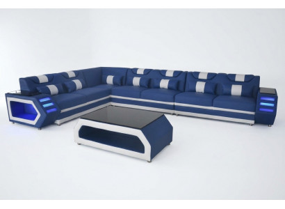 Zitbank hoekbank van leer met USB-bekleding Landschap woonkamer leren banken