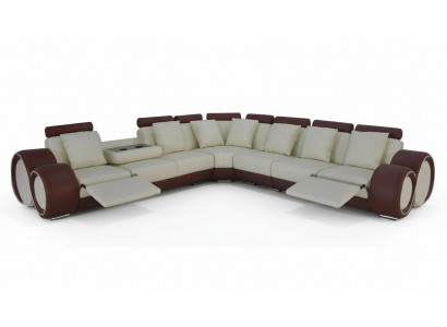 Ontwerp leren gestoffeerde hoekwoonkamersofa + USB design loungeset nieuw