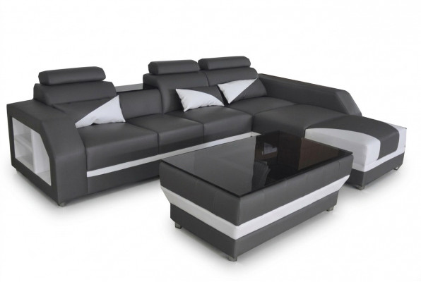 Leder hoekbank met USB, gestoffeerde bankstellen bankstellen woonlandschap luxe set hoek.