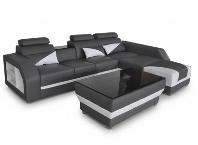 Leder hoekbank met USB, gestoffeerde bankstellen bankstellen woonlandschap luxe set hoek.