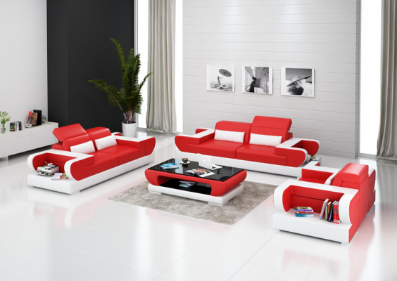 Leren bank Bank Woonlandschap 3+2+1 Zitsbankstel Design Modern Bankstel met USB