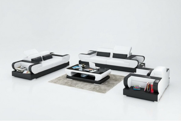 Leren bank Bank Woonlandschap 3+2+1 Zitsbankstel Design Modern Bankstel met USB