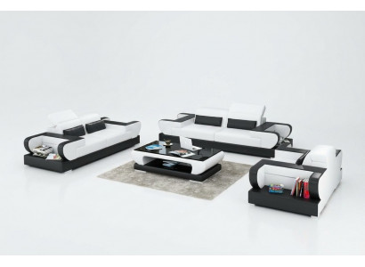 Leren bank Bank Woonlandschap 3+2+1 Zitsbankstel Design Modern Bankstel met USB