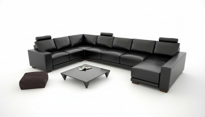 Leren bank Bank Woongebied Hoekbank Hoekstel Modern designbank met USB