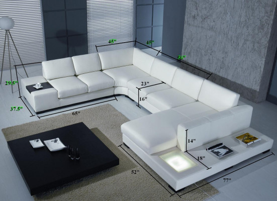 Leren bank Bank Woonlandschap Hoekbank Hoekbankstel Ontwerp Modern Bank met USB