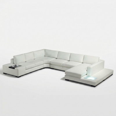 Leren bank Bank Woonlandschap Hoekbank Hoekbankstel Ontwerp Modern Bank met USB