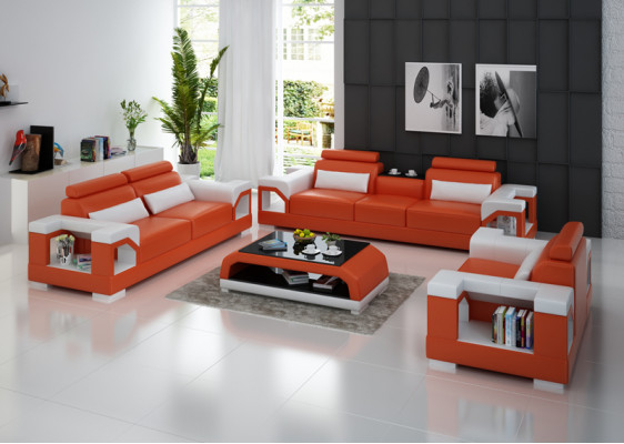 Leren bank bankstel woonlandschap 3+2+1-zits set design Modern bankstel met USB