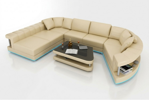 Lederen bank Bank Woonlandschap Hoekbank Hoekbank Ontwerp Moderne Bank + USB!