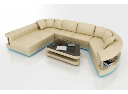 Lederen bank Bank Woonlandschap Hoekbank Hoekbank Ontwerp Moderne Bank + USB!