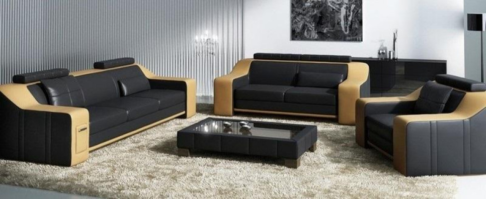 Zitgroep Bankstel Lederen Bekleding 3+2+1 Design Bank Moderne sets Bankstellen USB