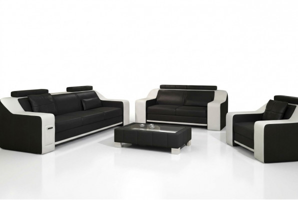 Zitgroep Bankstel Lederen Bekleding 3+2+1 Design Bank Moderne sets Bankstellen USB
