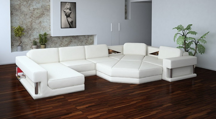 Moderne hoekbank met USB bankstel leer design bankstel woonkamer outfit
