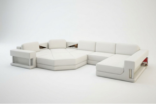Moderne hoekbank met USB bankstel leer design bankstel woonkamer outfit