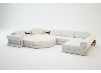 Moderne hoekbank met USB bankstel leer design bankstel woonkamer outfit