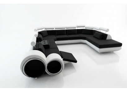 XXL Grote Designer Bank Bankstel Woonlandschap Leren Bankstel met USB  XXL Grote Designer Bank Bankstel Woonlandschap leren bankstel met USB