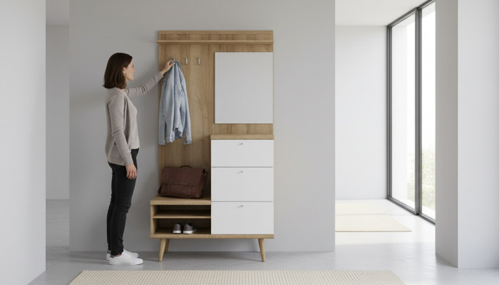 Garderobe Gang Garderobe Hangende opslag aan de muur Deurgarderobes & haken Set