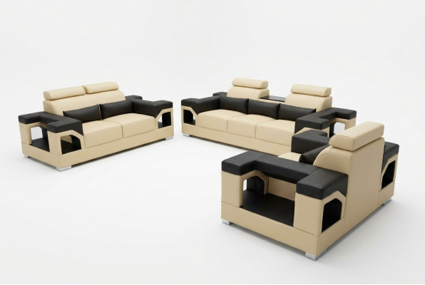 Garnituur Leren Bank + USB Bank Beklede Banken Bank Woonlandschap Luxe 3+2+1