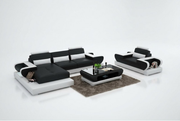 Ontwerp XXL Grote Bank met USB, Leren Hoekbank Bank Bekleding Hoek Woonlandschap