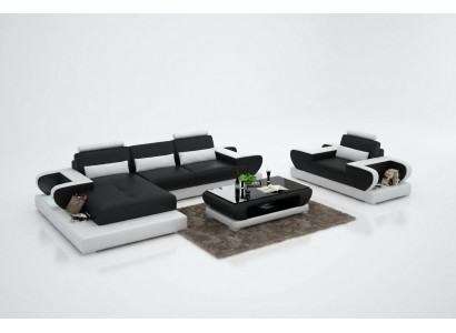 Ontwerp XXL Grote Bank met USB, Leren Hoekbank Bank Bekleding Hoek Woonlandschap