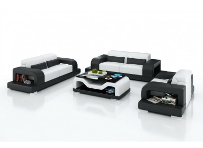 Leren bank bankstel woonlandschap 3+2+1 zits garnituur Ontwerp Modern Bank met USB