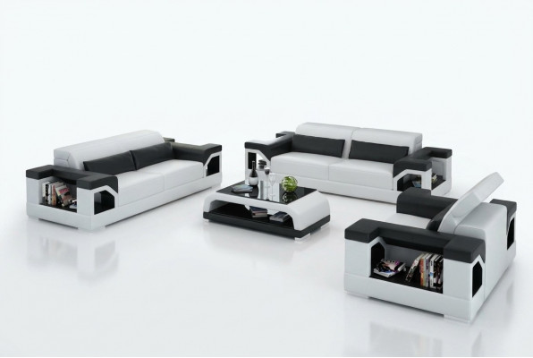 Lederen bank Bank Bankstel Set 3+2+1 zits Set Design Modern Bankstel met USB.