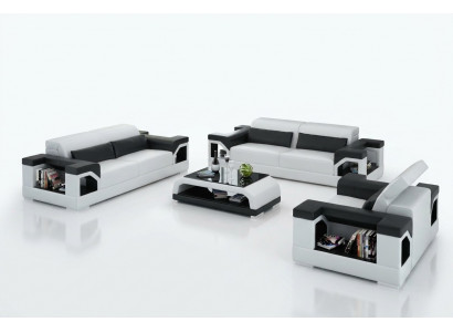 Lederen bank Bank Bankstel Set 3+2+1 zits Set Design Modern Bankstel met USB.