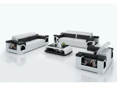 Lederen bank Bank Bankstel Set 3+2+1 zits Set Design Modern Bankstel met USB.