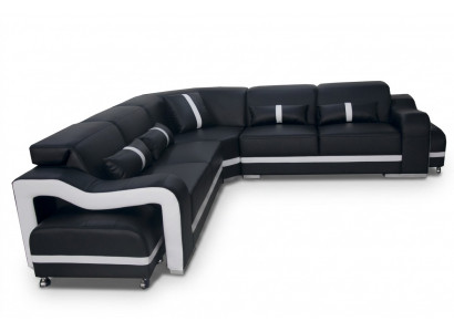 Leren bankstel woonkamerset modern design hoekbank L-vorm +USB nieuw