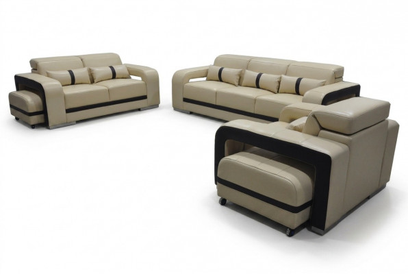 Bankstel met USB, leren bankstel bekledingsset 3+2+1 zit compleet set nieuw design