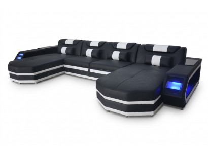 Ontwerp lederen gestoffeerde hoekbank met USB lederen gestoffeerde landschapskamer woonbank.