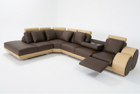 Ontwerp leren bekleding zitbank leren bekleding landschap kamer woonbank hoek met USB