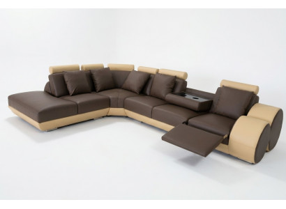Ontwerp leren bekleding zitbank leren bekleding landschap kamer woonbank hoek met USB