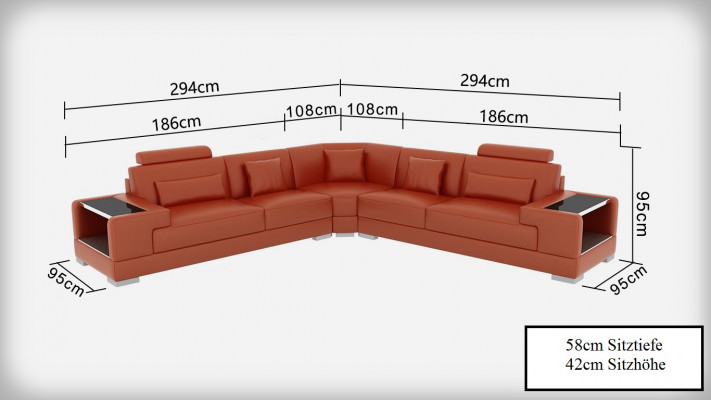 Leren bank Bank Woonlandschap Hoekbank Hoekstel Modern Ontwerp Bank met USB