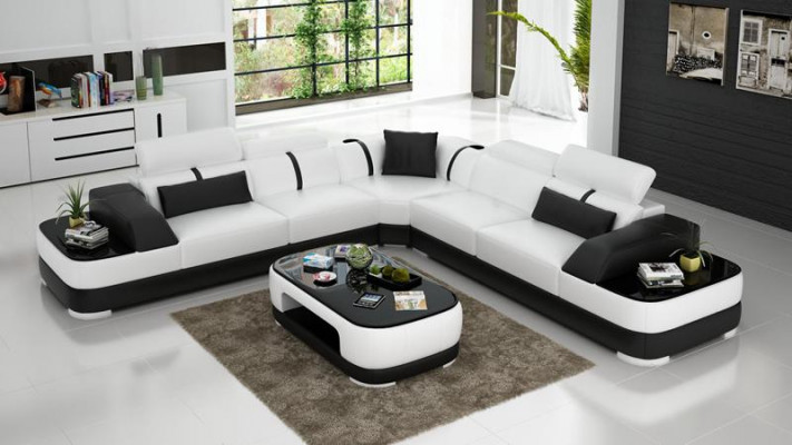 Leren bankstel bekleding zithoek bankstel woonlandschap woonkamer bank met USB.