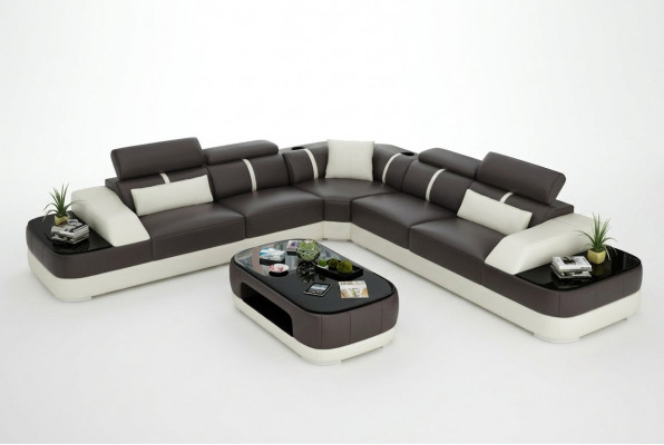 Leren bankstel bekleding zithoek bankstel woonlandschap woonkamer bank met USB.