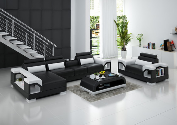 Leren bank woongroep hoekbank fauteuil bankstel design modern bankstel + USB