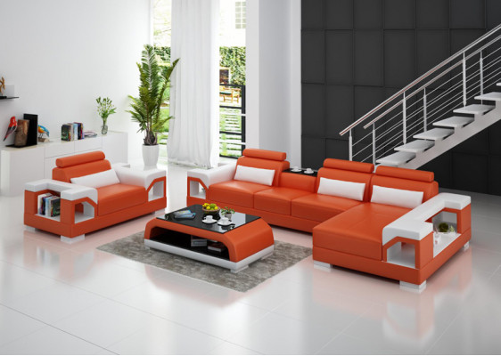 Leren bank woongroep hoekbank fauteuil bankstel design modern bankstel + USB