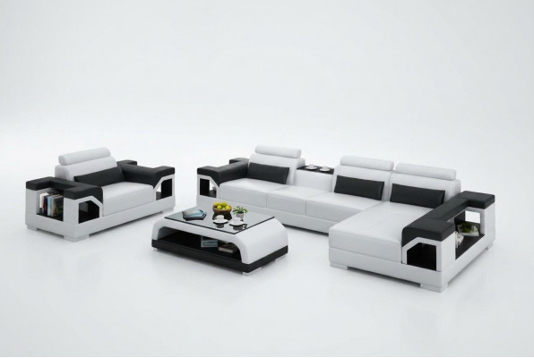 Leren bank woongroep hoekbank fauteuil bankstel design modern bankstel + USB